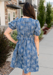 Inez Blue Floral Dress