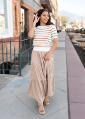 Romy Taupe Striped Top