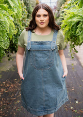 Lucille Washed Denim Overall Dress
