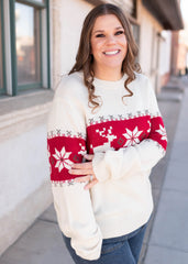 Maizie Cream Patterned Sweater