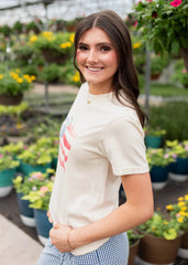 Maggie Ivory American Flag Bow T-shirt