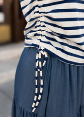 Gianna Navy Striped Top