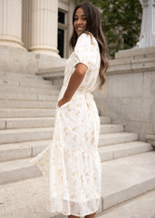 Cari Cream Floral Smocked Dress