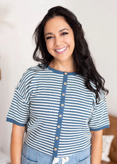 Nila Blue Stripe Cardigan