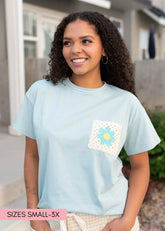 Emily Pale Aqua Patch Tee
