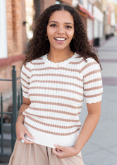 Romy Taupe Striped Top