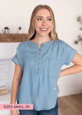 Zuri Striped Chambray Top