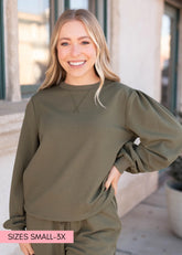 Emilie Olive Textured Pullover