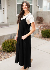 Amberlyn Black Overall Dress