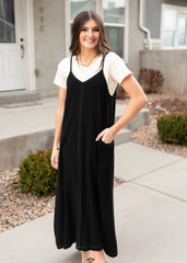 Amberlyn Black Overall Dress