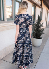 Mollie Navy Blue Patterned Dress