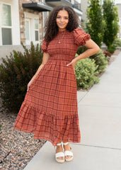Alyssa Brick Red Plaid Dress