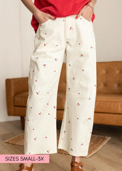 Makayla Cream Cherry Barrel Jeans