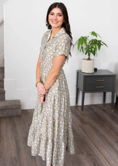 Lauretta Green Floral Collared Dress