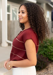 Nina Burgundy Stripe Sweater