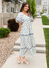 Irene Cream Floral Pattern Dress