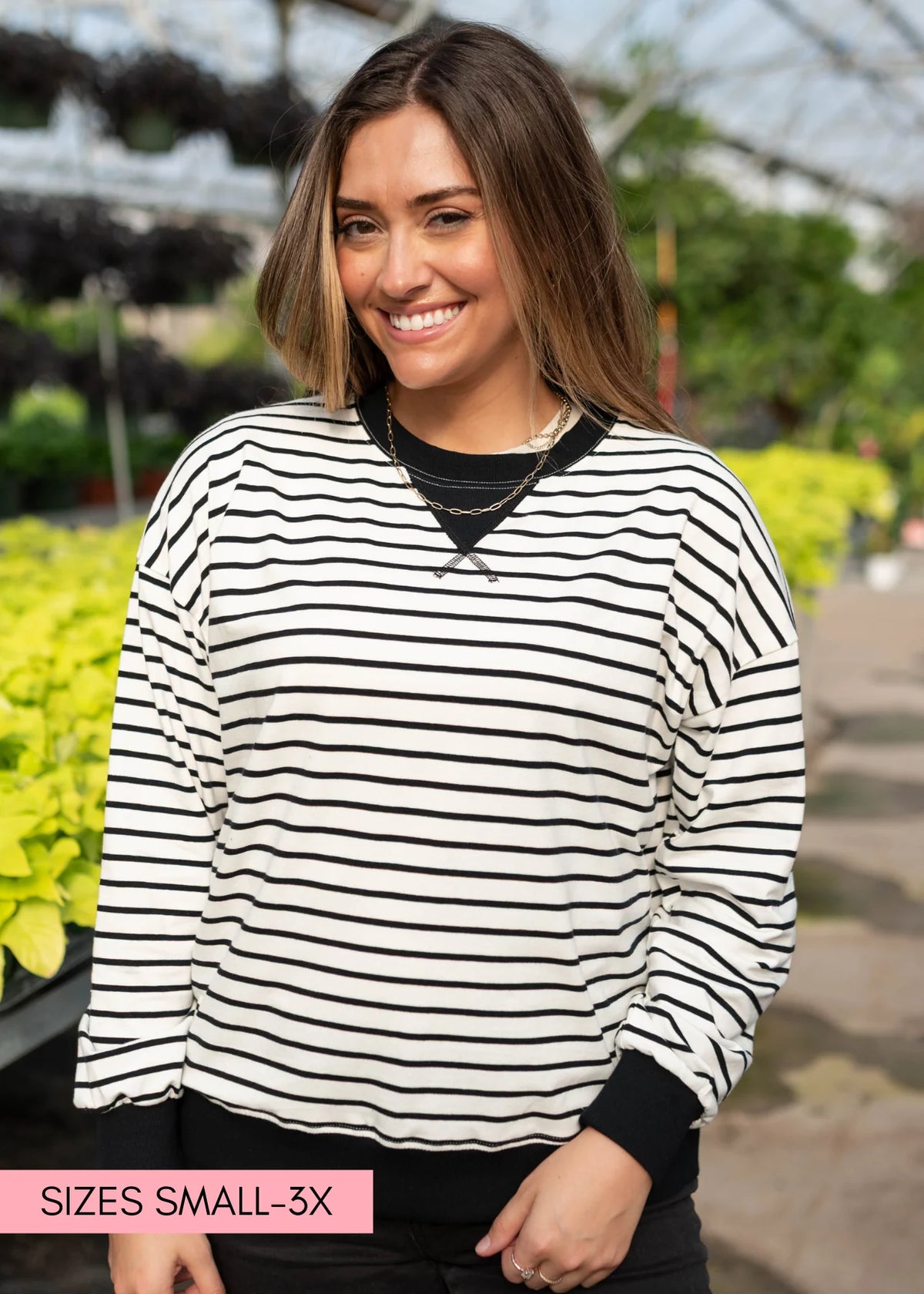 Tessa Black Striped Pullover