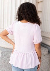 Lilia Pink Peplum Shirt