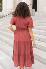 Becca Terracotta Tiered Wrap Dress