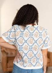 Maddy Blue Patterned Cardigan