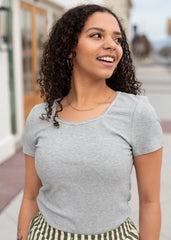 Angie Ribbed Grey Top