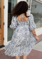 Kelly White & Blue Patterned Dress