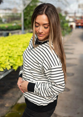 Tessa Black Striped Pullover