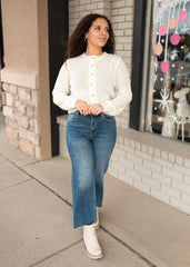 Mazie Cream Eyelet Cardigan