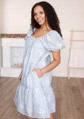 Sammy Light Blue Embroidered Dress