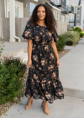 Bianca Black Floral Dress