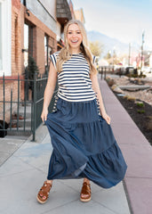 Stella Chambray Tiered Skirt