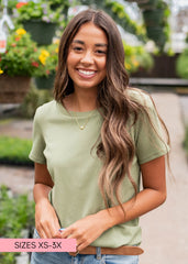 Ari Sage Ribbed Top