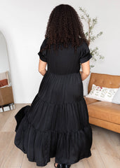 Brinlee Black Satin Dress