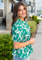 Grace Green Floral Print Top