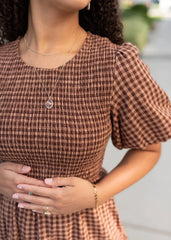 Kinsley Mocha Brown Gingham Dress