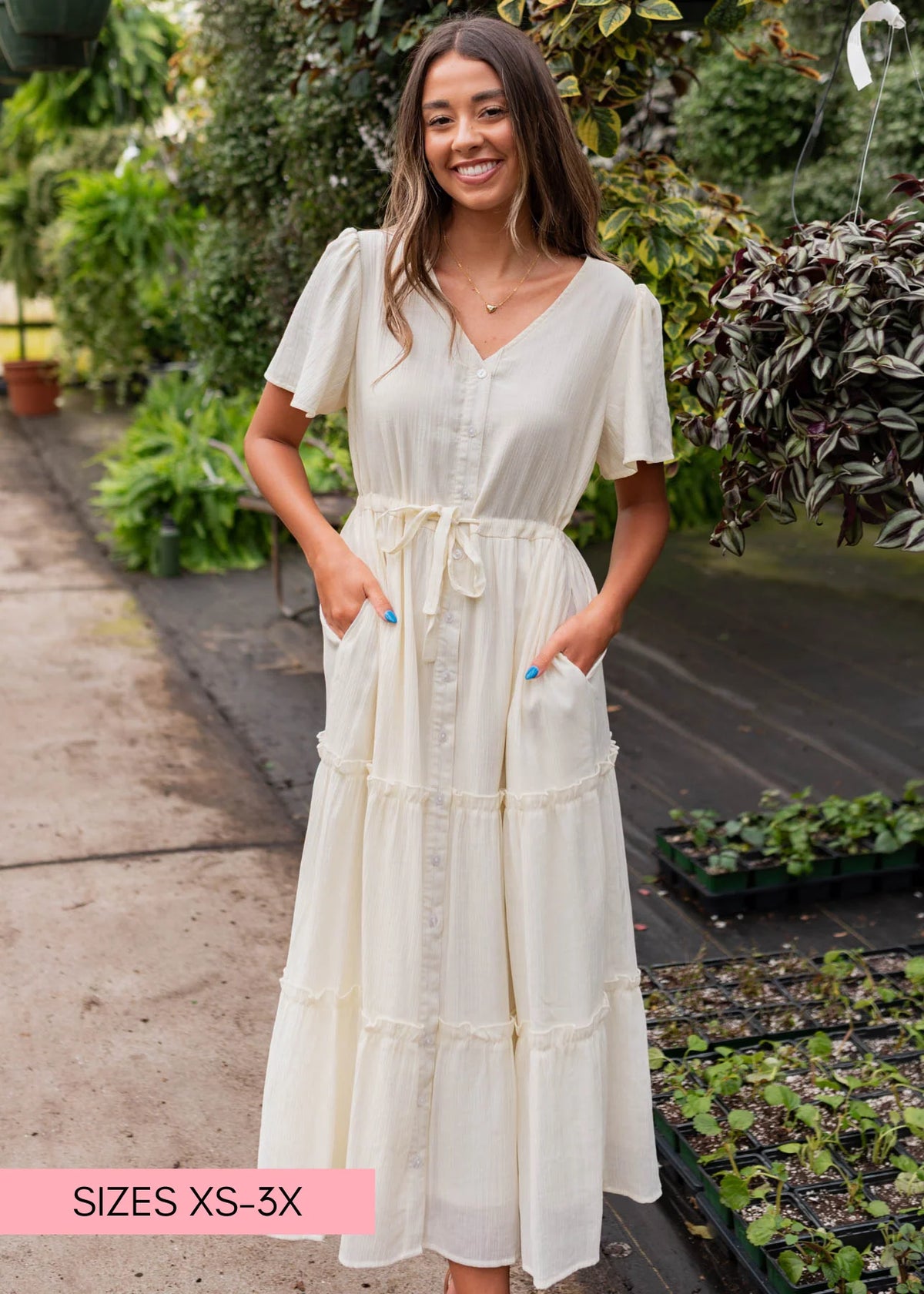 Rebekah Cream Button Down Dress