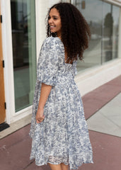 Kelly White & Blue Patterned Dress