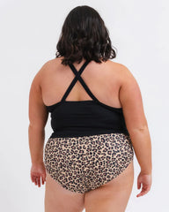 Black Double-Cinch Tankini Top