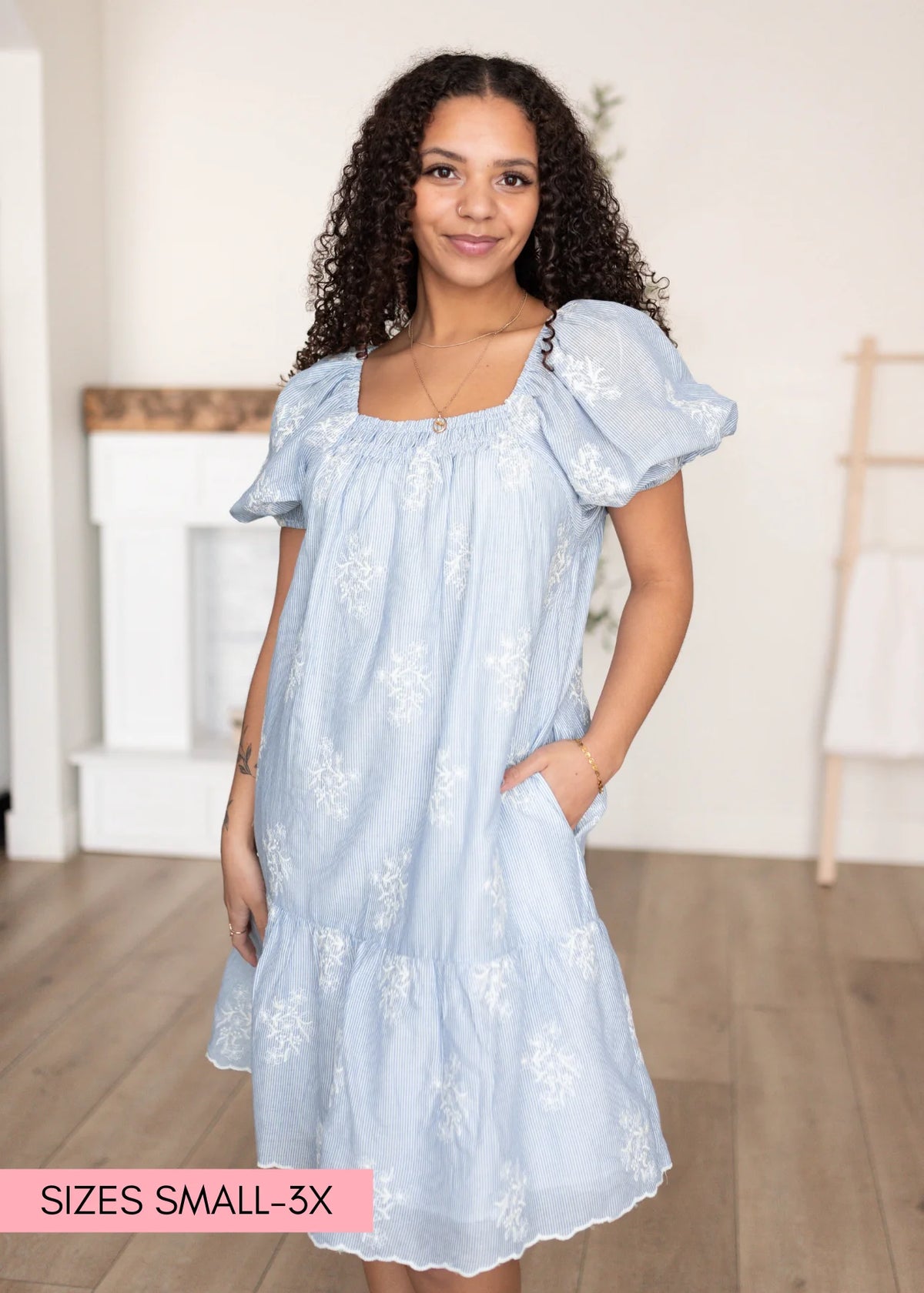 Sammy Light Blue Embroidered Dress