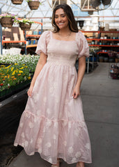 Roselyn Pink Smocked Dress