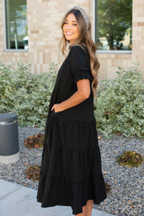 Janessa Tiered Black Dress