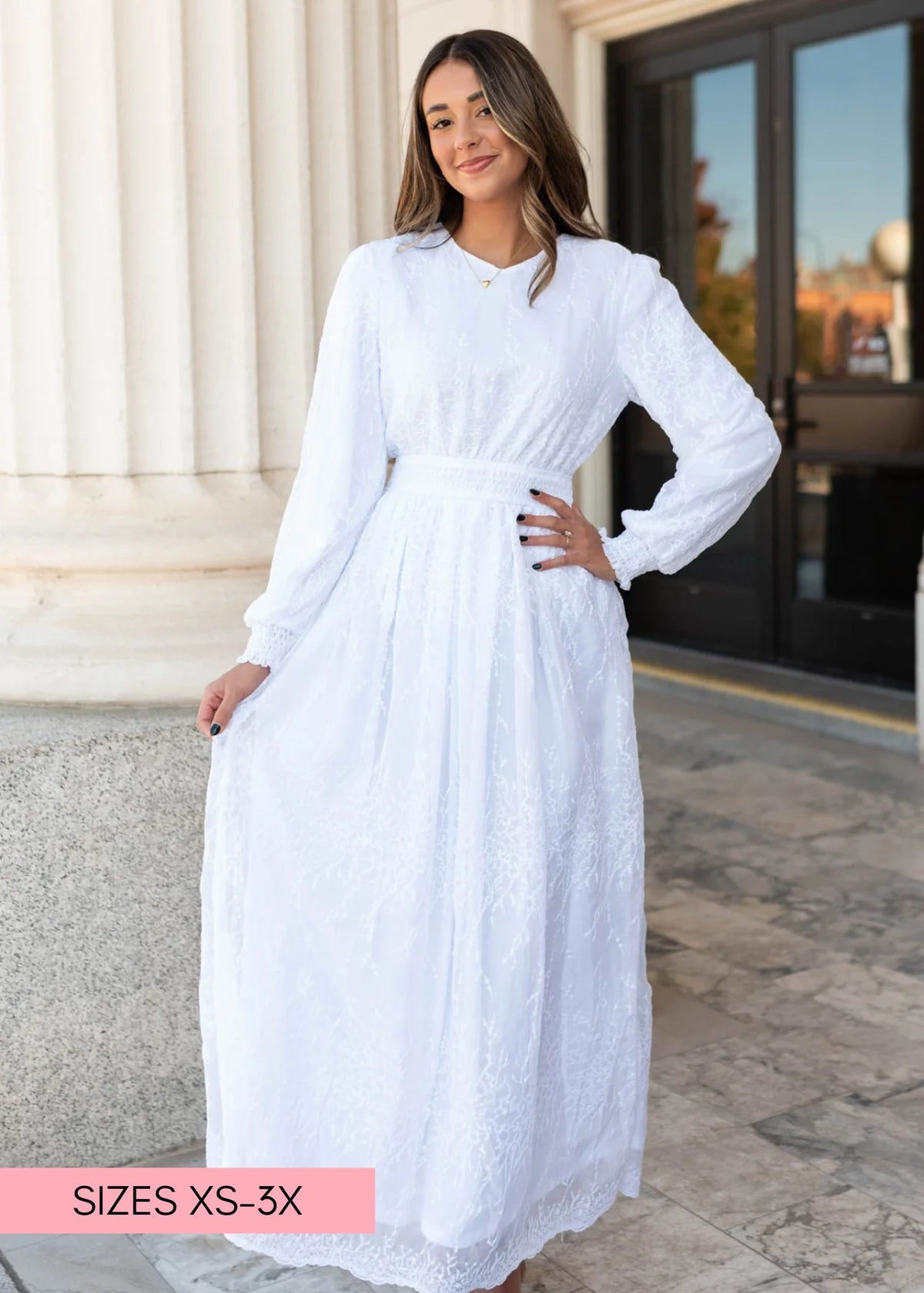 Aylee White Embroidered Maxi Dress