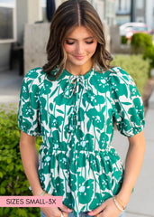 Grace Green Floral Print Top