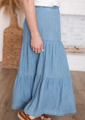 Lila Chambray Tiered Skirt