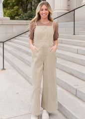 Annalynne Olive Stripe Overalls