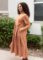 Haley Cinnamon Plaid Dress