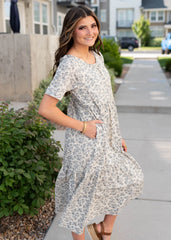 Beatrice Cream Floral Tiered Dress
