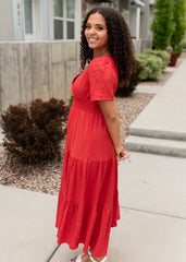 Rosemary Red Smock Waist Dress
