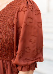Aurelia Rust Smocked Dress