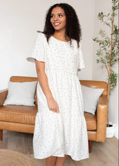 Avalie Ivory Print Tiered Dress